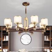 新款 室新中式 吊灯全铜奢餐厅轻吊灯具中国风黑胡桃木简约卧客HLM