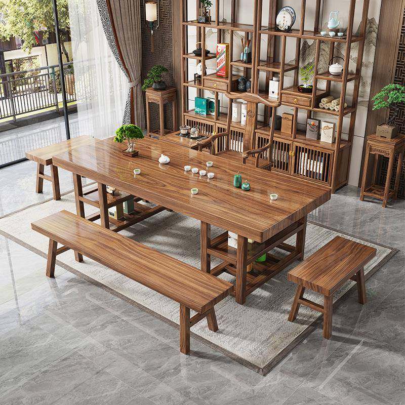 原木式实几大板茶桌木大板茶桌椅合组一桌五椅新中家用茶办公室泡,商业/办公家具,餐桌椅系列,淘宝优惠券,粉丝福利购,淘宝优惠卷