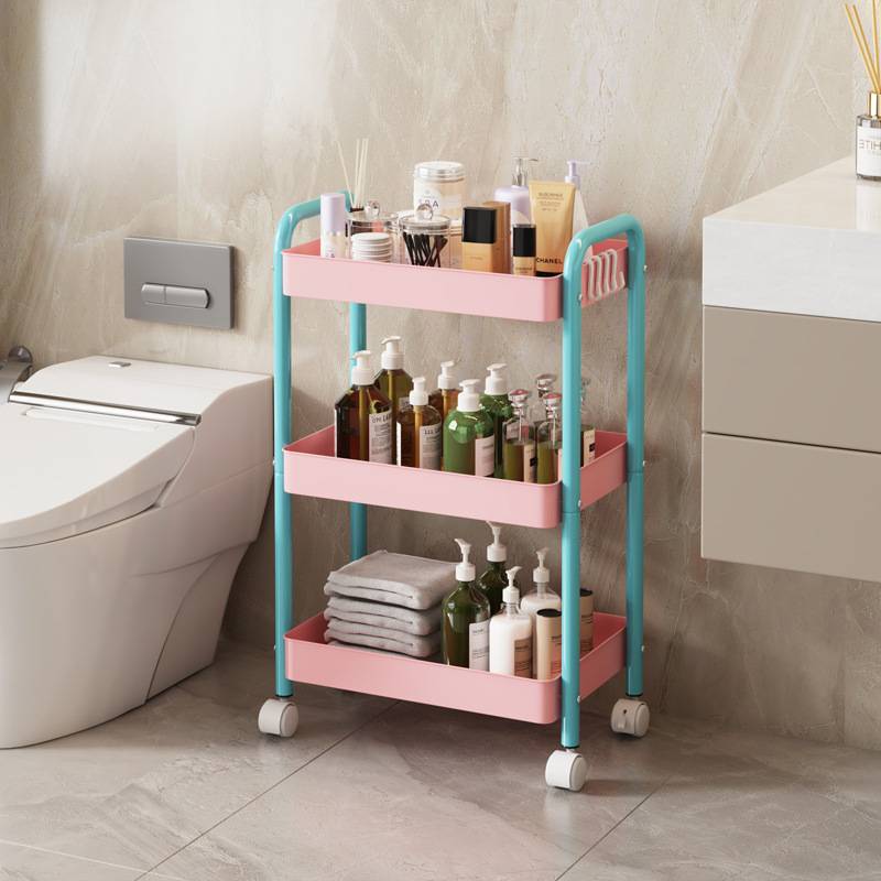圆管挂框置物架浴室厨房小推车移动整理架客厅收纳手推车移动便捷