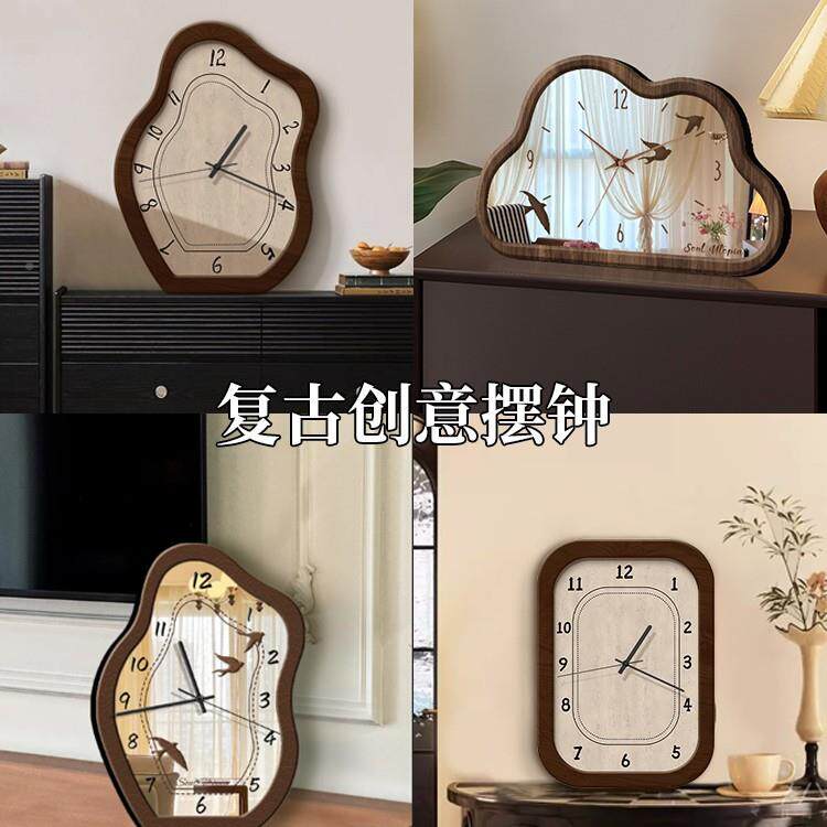 柜?中厅古风钟表客时钟玄关电视桌面摆件复古意座other创钟静音摆