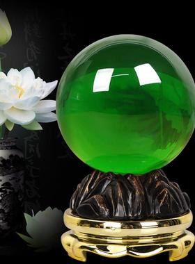 绿色水晶球摆件招财透明玻璃球公司客厅办公室装饰品开 业乔迁礼