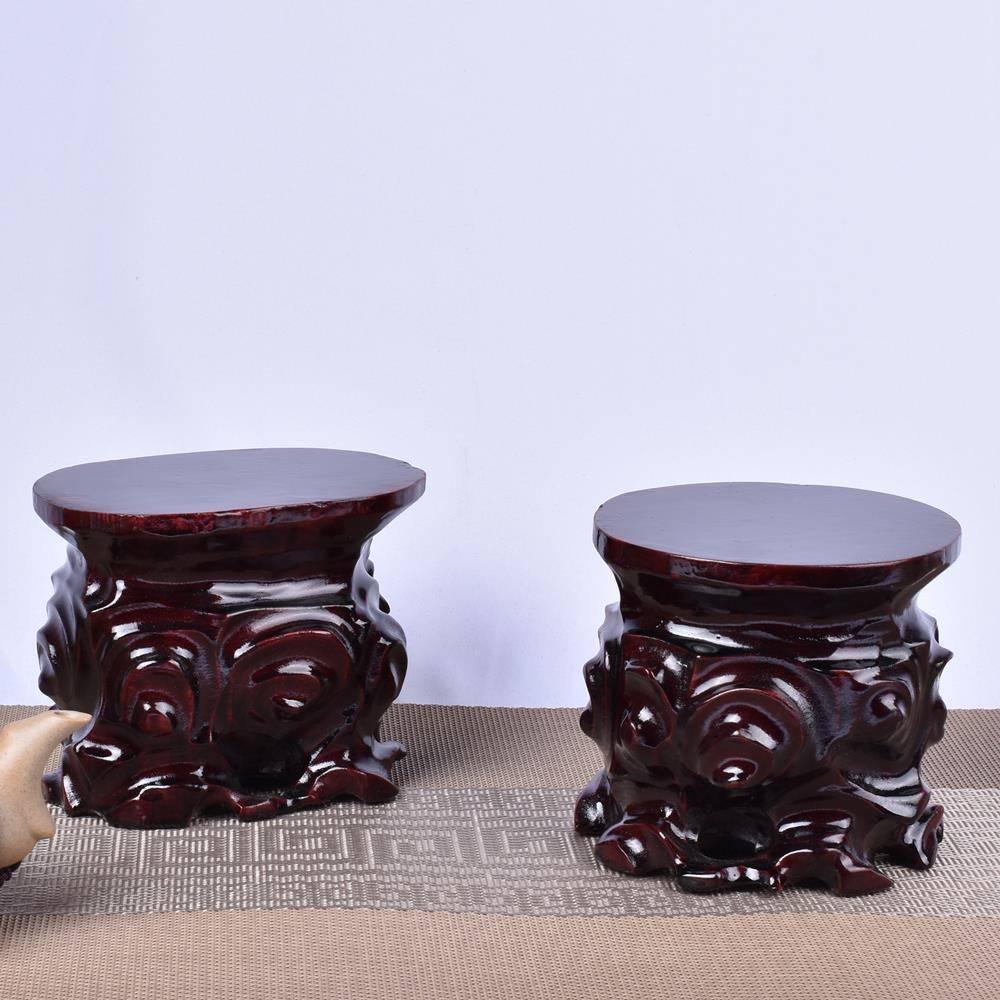 实木整木加高加厚奇石摆件底座圆形方形木底座彷红木盆栽木制木托