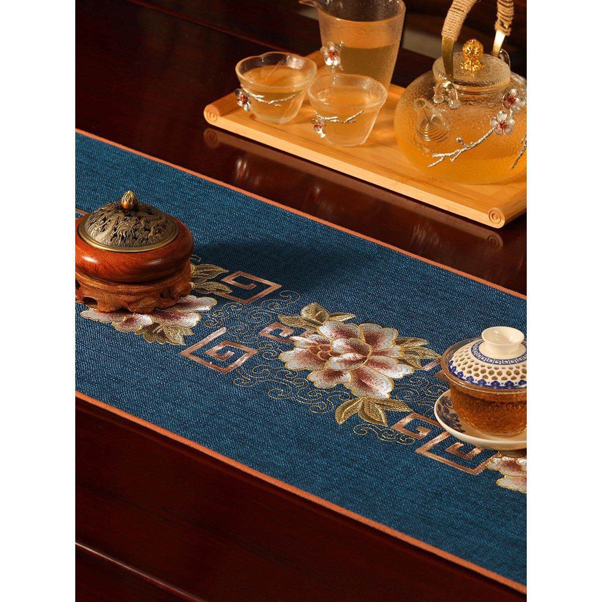 桌旗轻奢高端防水茶席中式禅意新中式茶桌布茶台布艺长条茶几垫布,居家布艺,桌旗,淘宝优惠券,粉丝福利购,淘宝优惠卷