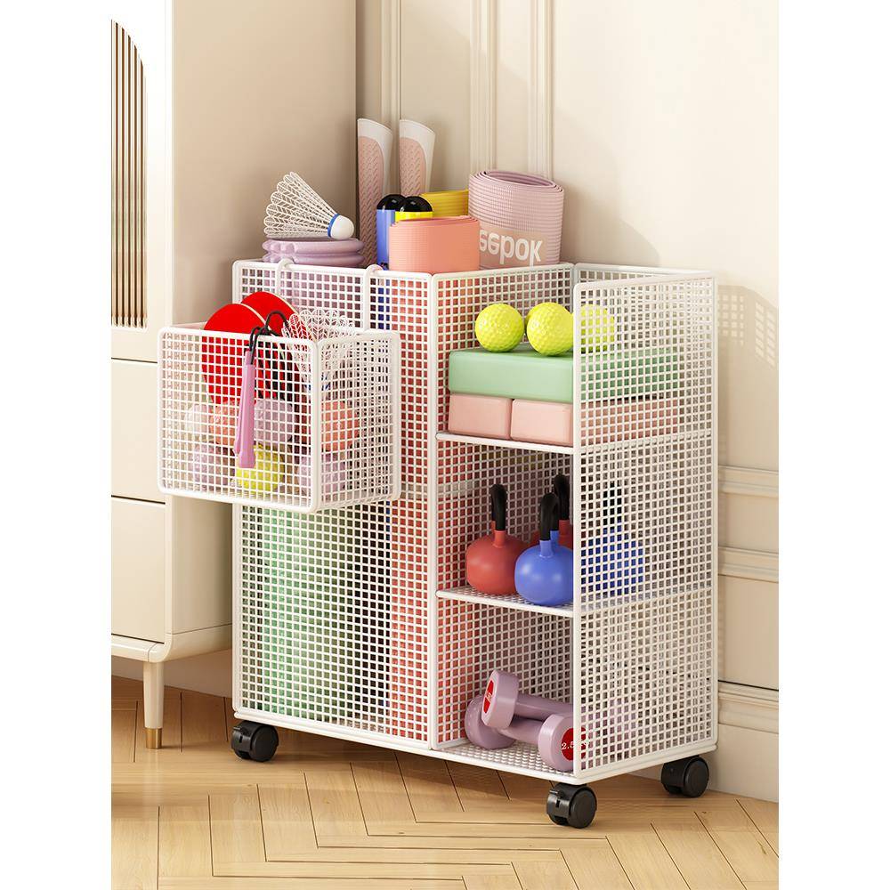 瑜伽垫收纳筐运动器械健身器材收纳架小推车置物架羽毛球带轮家用