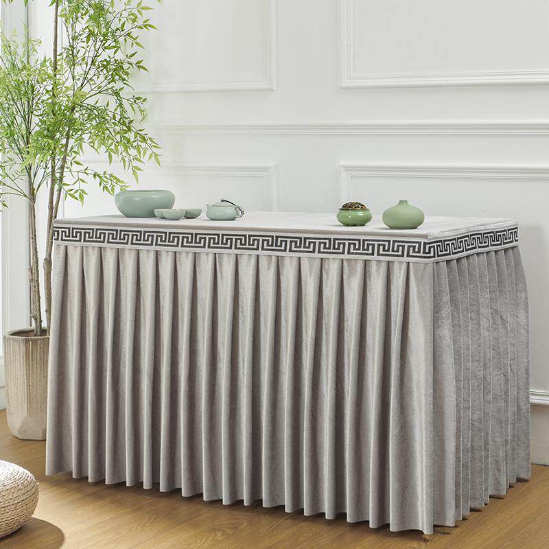 加厚金丝绒桌布家用桌裙商务活动桌套办公会议室桌罩签到台布定制
