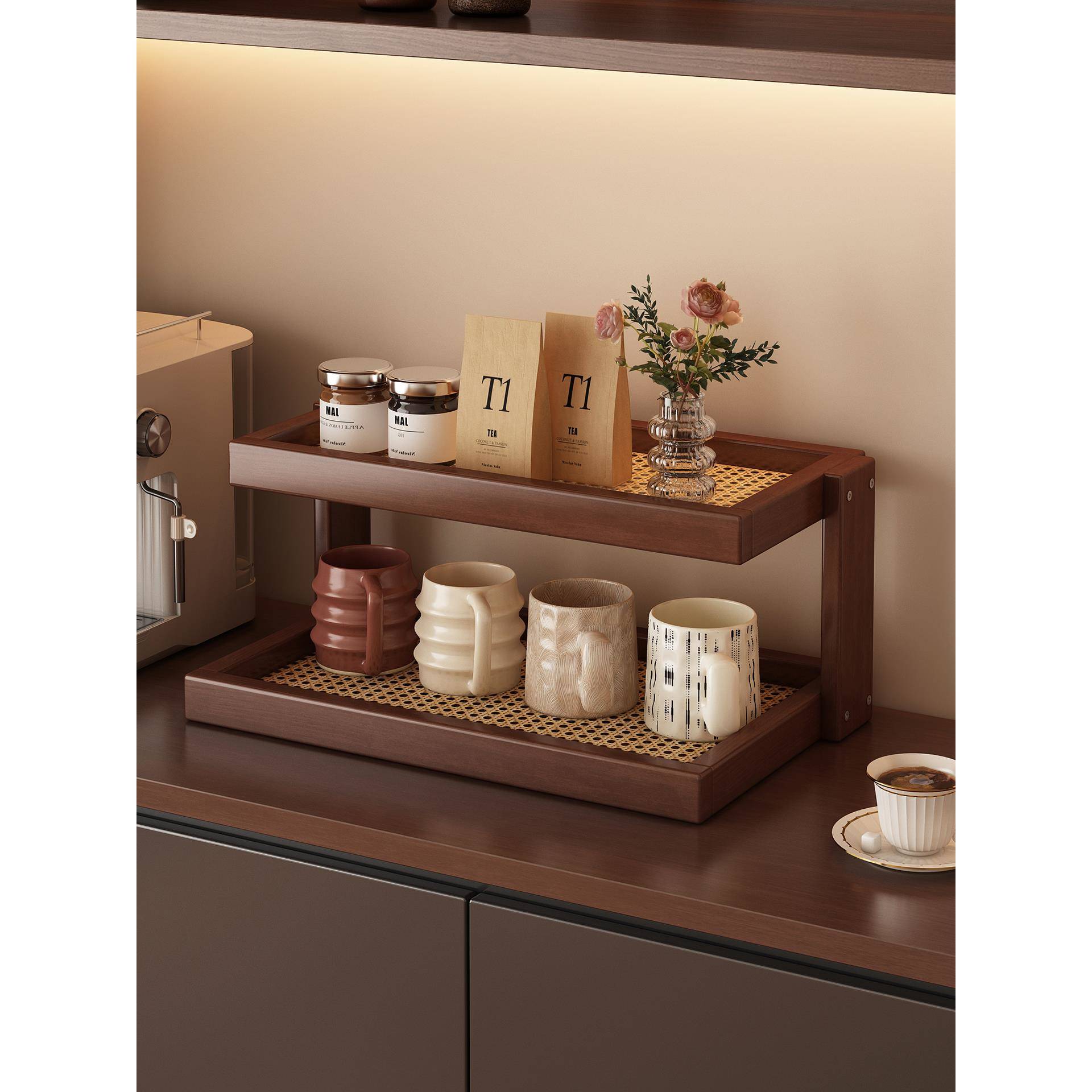 桌面杯架置物架餐桌杯子收纳架桌面茶杯咖啡水杯收纳玄关放置架子