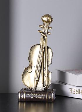 欧式酒柜装饰品复古摆件小提琴创意家居客厅书柜小摆设