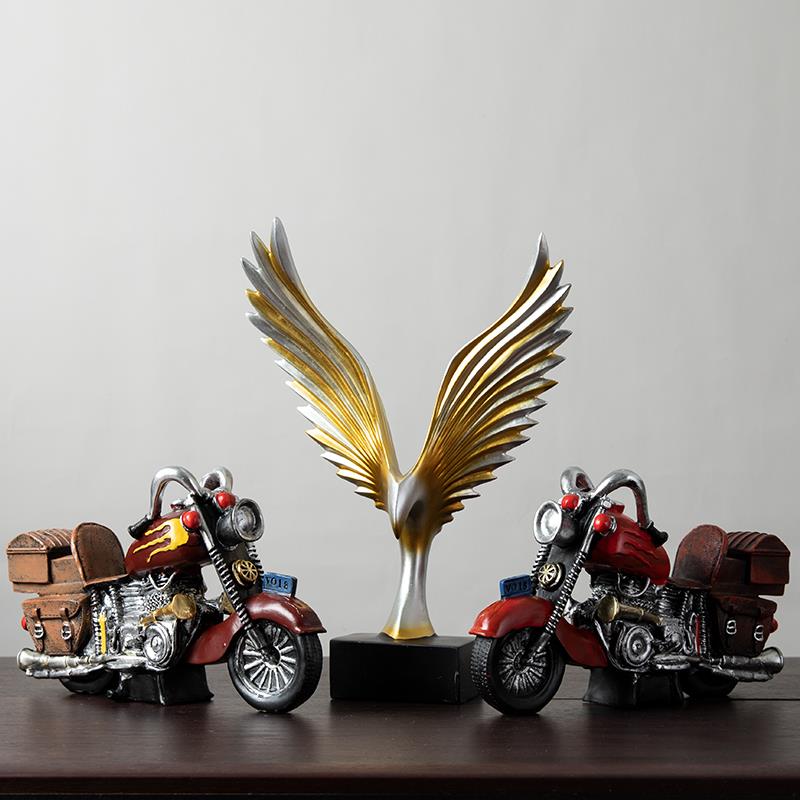 复古摩托车摆件模型书柜酒柜装饰品创意客厅家居玄关柜子小摆设