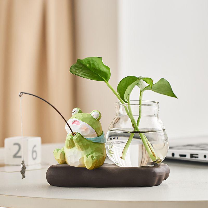 创意水培植物打工人治愈系工位办公室桌面装饰品摆件情绪稳定神器