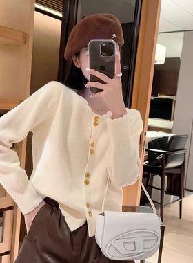 2025年早秋打底新款女装气质显瘦百搭针织开衫时尚洋气减龄毛衣