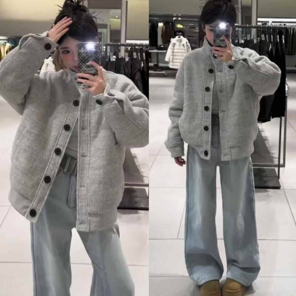 美式复古立领夹克外套女