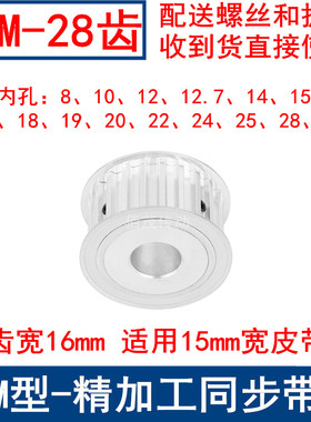 同步带轮S8M28齿A齿宽16内孔8 10 12 14 15 17 19 20 22 24同步轮