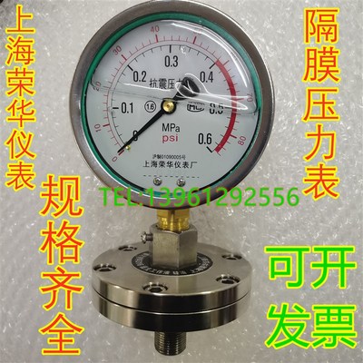 y100ML MF不锈钢耐震隔膜式压力表 法兰膜片压力表Y-MF型上海荣华