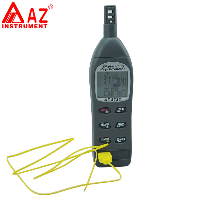 台湾衡欣 AZ8736高精度工业温湿度计可外接K型热电偶温度计带存储