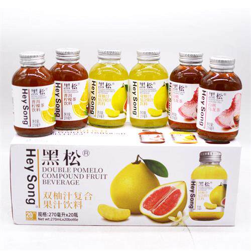 黑松双柚汁白桃乌龙茶饮料果汁270ml20玻璃瓶整箱包邮