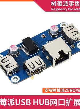 树莓派USB HUB扩展板 Raspberry Pi ZeroW/2W以太网USB集线器模块
