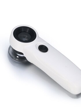 45倍双LED辅助照明灯古玩钻石鉴定放大镜 手持式高倍珠宝镜镜头罩