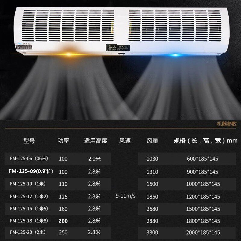 门头风屏机挂板厨房门口风幕机商用省电家用大门大风吹风机气帘机