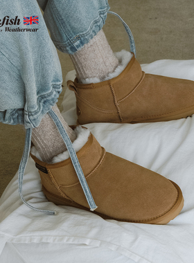 Rockfishweatherwear经典雪地靴迷你短靴舒适轻便羊毛保暖防寒
