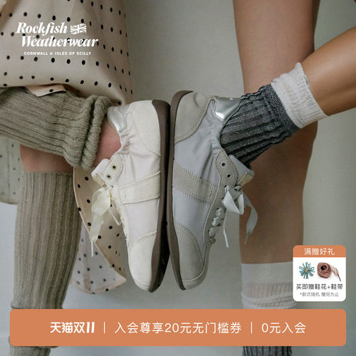 RockfishWeatherwear26秋冬休闲透气褶皱芭蕾德训鞋女鞋