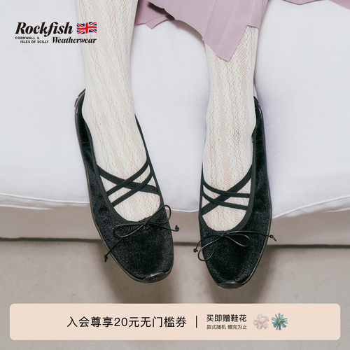 时尚复古天鹅绒平底玛丽珍鞋