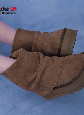 Rockfish Weatherwear厚底褶皱折叠堆堆靴中筒麂皮雪地靴保暖显瘦