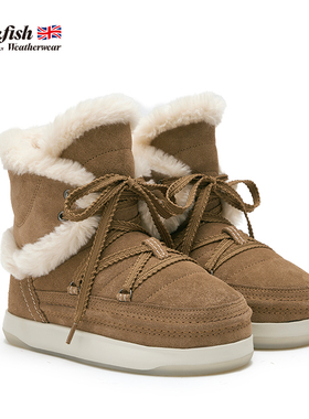 Rockfish Weatherwear仿麂皮中帮雪地靴保暖舒适防滑厚底女靴冬季