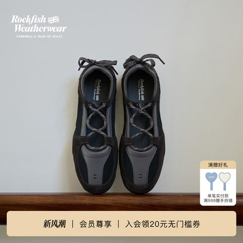 RockfishWeatherwear26秋冬网面透气交叉绑带玛丽珍芭蕾舞鞋