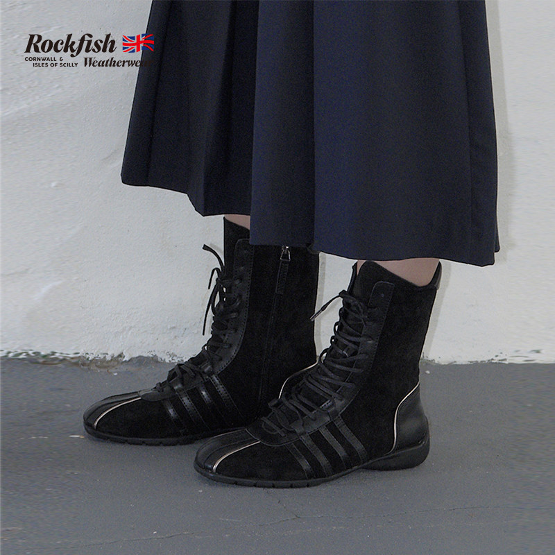 RockfishWeatherwear春季复古麂皮显瘦运动休闲骑士靴高帮拳击靴,女鞋,骑士靴,淘宝优惠券,粉丝福利购,淘宝优惠卷