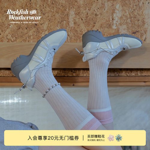 RockfishWeatherwear26夏季新品机能风粗跟抽绳休闲芭蕾舞女鞋