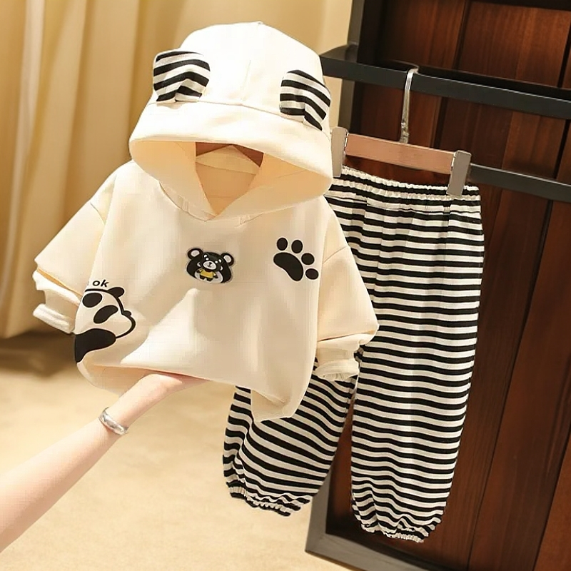 男童女童秋装连帽卫衣套装超萌可爱旋转小熊春秋儿童宝宝中小童装