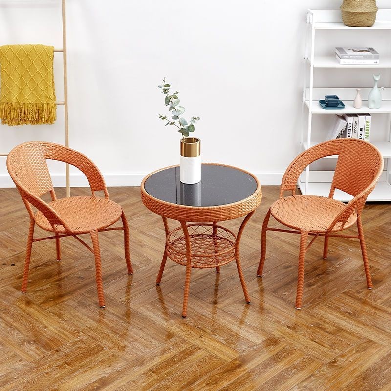 藤椅三件套阳台小桌椅室外露天户外庭院茶几组合休闲藤编靠背椅子