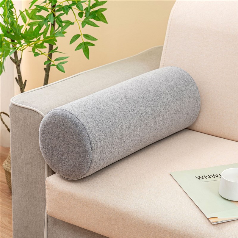 沙发扶手枕两侧圆柱形实木沙发床头枕棉麻硬海绵靠垫枕罗汉床枕头