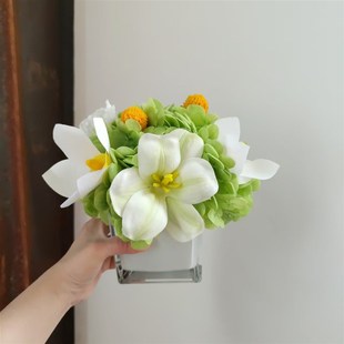 白绿洽谈桌花束仿真花休息室餐桌台商务摆件售楼处样板间摆拍M381