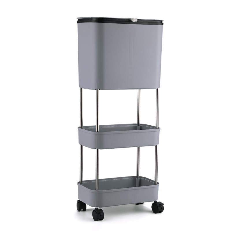 厨房多层分类垃圾桶大容量带盖带滑轮干湿分离收纳箱多功能置物架