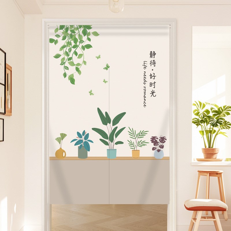 门帘隔断帘免打孔家用卧室厨房半帘厕所布帘魔术贴卫生间遮挡帘子