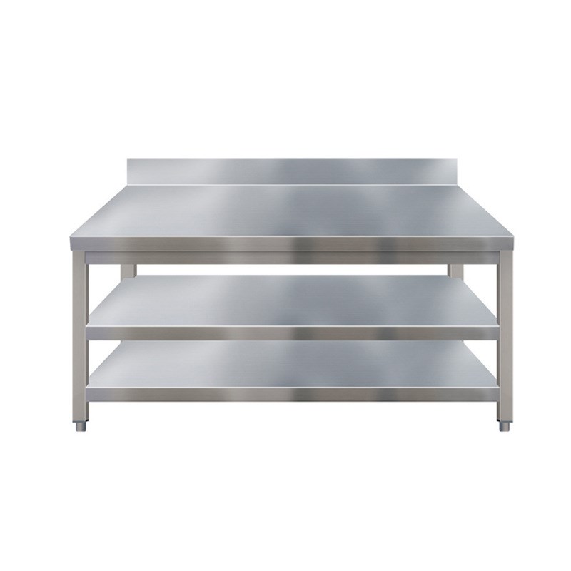 不锈钢置物架工作台可移动厨房操作台工作桌打荷台打包装台面两层