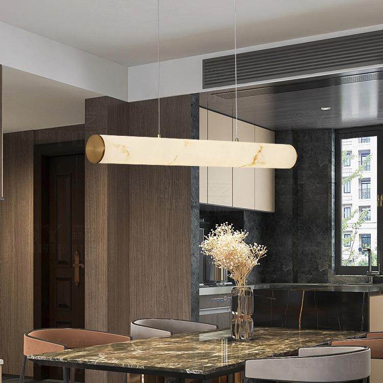 意式极简现代简约仿云石餐厅吧台轻奢岛台一字长条时尚吊灯灯具