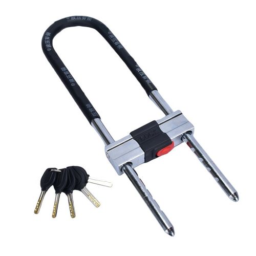 玻璃门锁U型锁商铺U锁具双门插锁玻璃锁推拉门长锁商场锁室外U锁