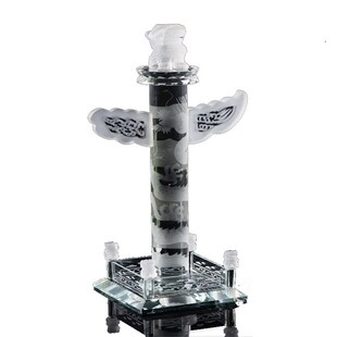 凌韵水晶华表柱 中华柱摆件家居装饰柱公司庆典水晶商务摆件 默认