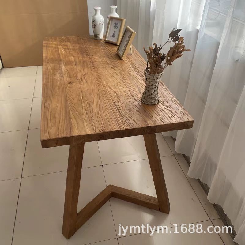 风化老榆木书桌家用卧室学习电脑桌办公室喝茶桌茶台实木方形画桌