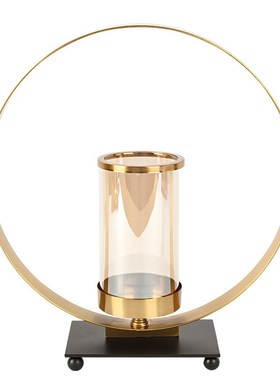 欧式轻奢黑色方片铁艺烛台电镀拉丝简约时尚精美铁艺防锈防潮摆件