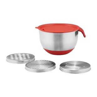 不锈钢硅胶打蛋盆 防滑带手柄沙拉碗 带刻度防溅沙拉盆色拉碗