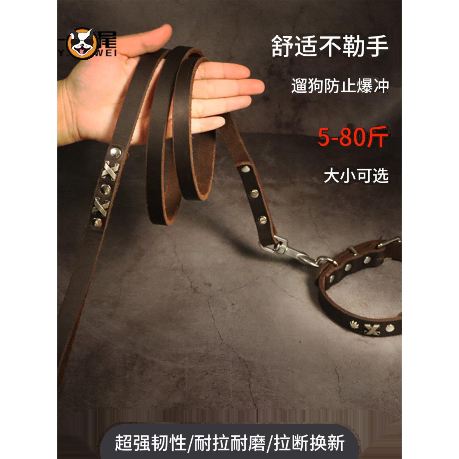 真皮狗项圈宠物项圈防丢失定位狗牌金毛猎犬中型和大型狗小型狗项