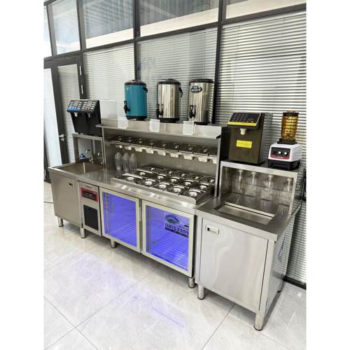 水吧商业奶茶店设备成套冷藏操作台咖啡沙拉开槽饮料工作台机