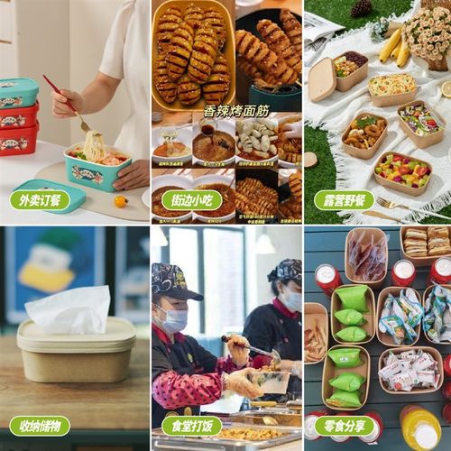 一次性国潮碗新款打包盒加厚方形盒子外卖餐盒环保带盖便当盒饭盒