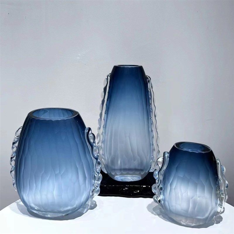 手工磨刻开口琉璃厚重玻璃花瓶工艺饰品摆件家居软装台面装饰花器,特色手工艺,其他特色工艺品,淘宝优惠券,粉丝福利购,淘宝优惠卷