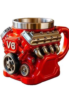 跨境新品V8 Engine Stainless Steel 3D MugV8发动机树脂杯子