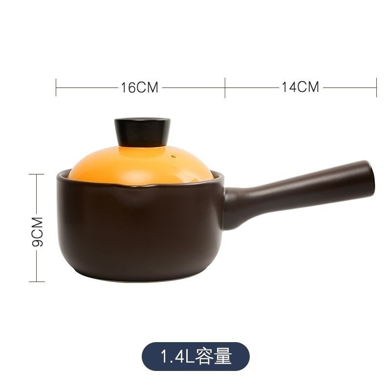 网红无涂层明火陶瓷长柄砂锅宝宝大人蒸煮辅食锅耐高温营养锅
