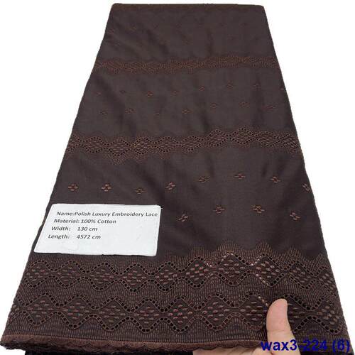 5码一片非洲素色打孔绣花棉布套装 cotton polish lace fabric